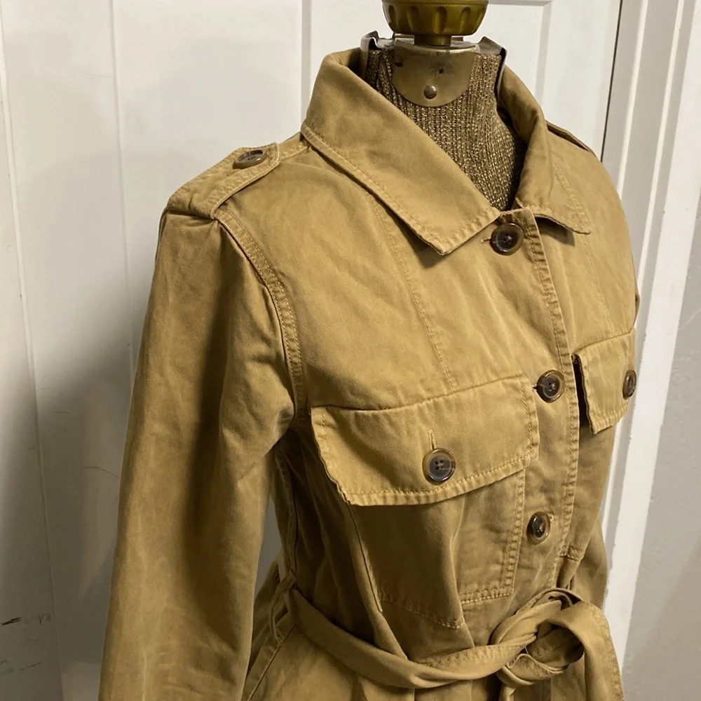 J.CREW COTTON UTILIY JACKET BELTED SIZE SMALL TAN